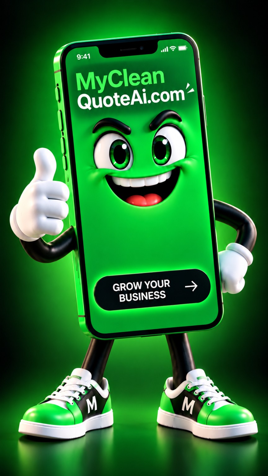 MyCleanQuote AI character representing instant quotes and automated follow-up for cleaning companies